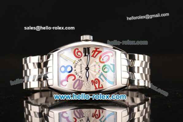 Franck Muller Color Dreams Automatic Steel Case with Colored Arabic Numerals and White Dial - Click Image to Close